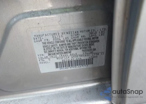 2013 Nissan Sentra Sr z USA, uszkodzony, nr VIN 3N1AB7AP2DL669742